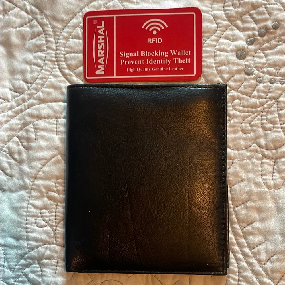 Marshall Black Leather RFID Blocking Wallet NWT